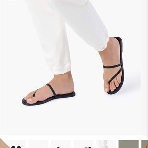 Tkees Sarit Leather Sandals Thongs Black Flats 9